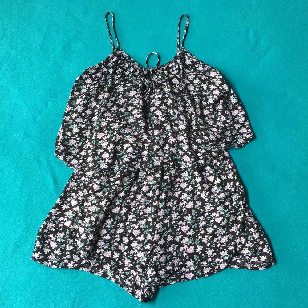 Black Floral Romper